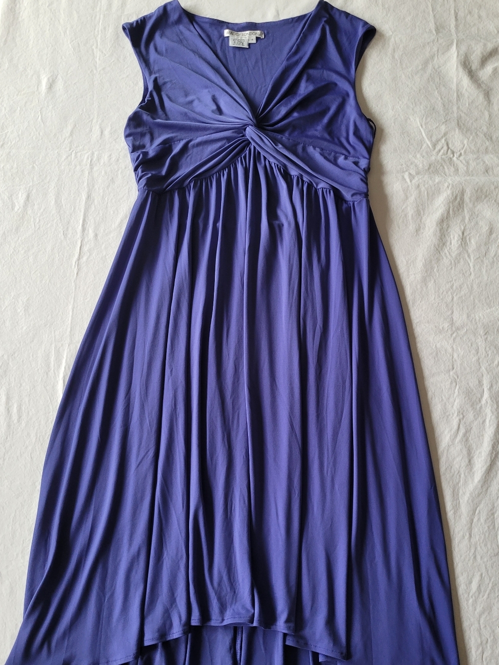Maggy London Sleeveless Twist-Front Maxi Dress in Deep Purple Size 14